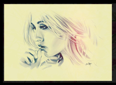 Blonde character pencil photoshop