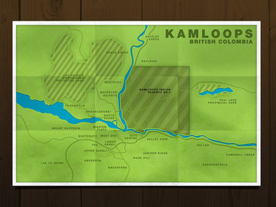 Detailed Map folded icons map markers rivers roads typography