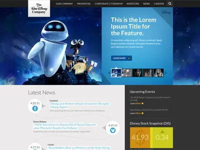 Disney Corporate Concept colorful disney distinction grid interactive lato typography website