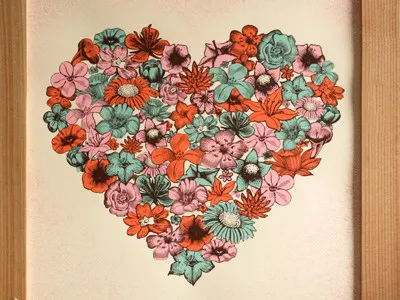 Finished poster for Death Cab for Cutie death cab for cutie design flowers gig poster heart hero design studio illustration love music industry poster rock poster screen print silkscreen