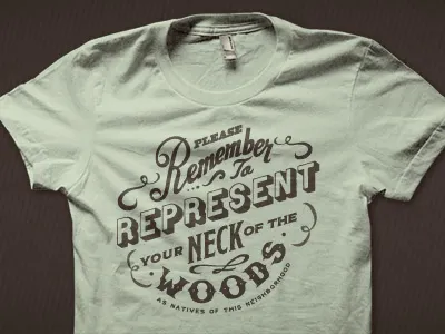 Neck of the Woods local pride t shirt typography