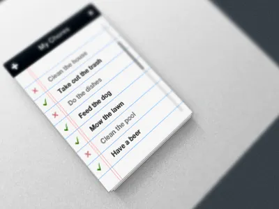 Notepad - Full Version add cross depth design detail list note pad paper photoshop scrollbar shadow task tick ui ux vector