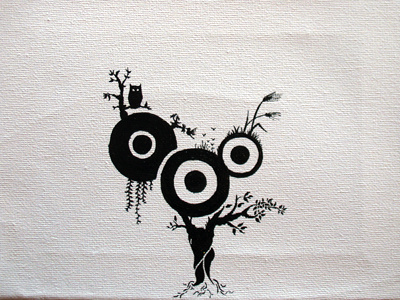 Weird Nature Of Tree acrylic bugs circles nature owl painting tree weird wheat