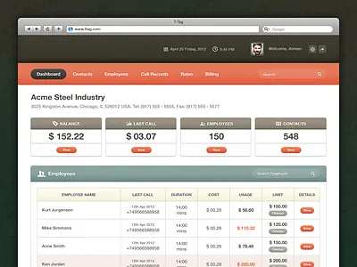 Dashboard For A Telecom Company app dashboard ui ux