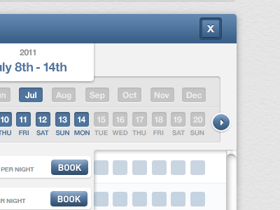 Property Summery Modal Calendar blue calendar ui