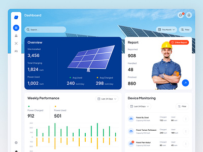 Renewable Energy Dashboard agency dashboard electric energi energy engineering flutter instrument iot laravel photovoltaic power powerplan renewable energy solar cell solar panel ui ux web development wind turbine