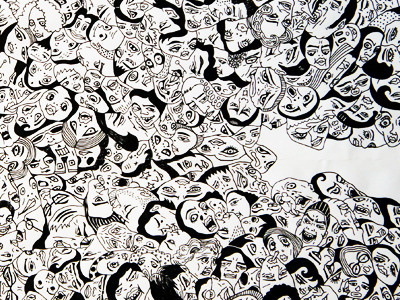 Multiple Face black drawing face illustration
