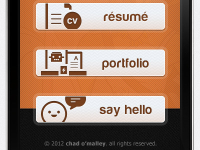 Mobile Personal Site buttons mobile orange web