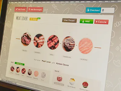 Order Page about app baverages bbq clean clear contact culinaire doodle food footer gallery gui home illustration interface landing page mix mixio navigation order preset presets tour ui ux web