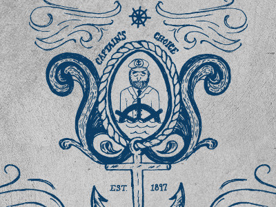 Vert's Best Lager anchor beer captain custom type illustration label lager nautical texture waves