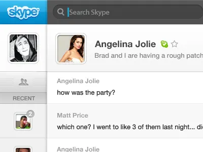 Skype Portrait Display apple blue box bright bubble chat circles clean concept dashboard design discussion friends ipad itouch mobile notifications pad saas skype system tablet tabs touch user