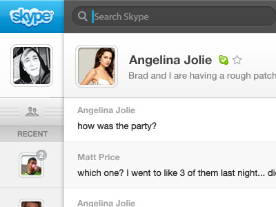 Skype Portrait Display apple blue box bright bubble chat circles clean concept dashboard design discussion friends ipad itouch mobile notifications pad saas skype system tablet tabs touch user