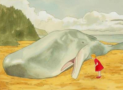 Dying Words beach girl illustration ocean sea vintage whale