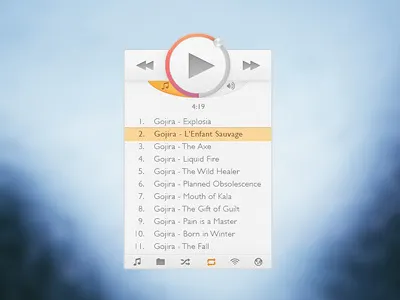 Music player (full) app buttons design interface music pause play player playlist radio song ui
