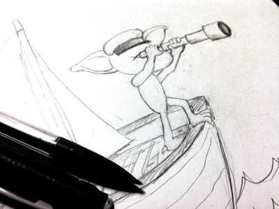 searching gremlin gremlin illustration pencil sailing searching sketch