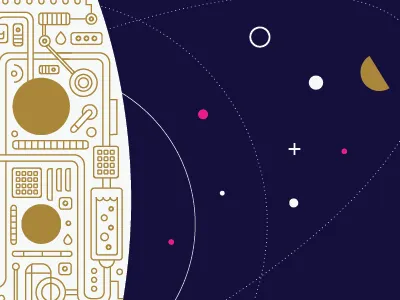 Dribbble 015 illustration postcard rocket space wander