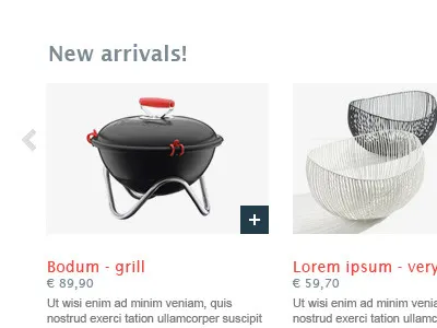 e-commerce webshop - totally different! arial blue design ecommerce eva grey high end homepage italla lucida menu overlay photo products red sans solo white