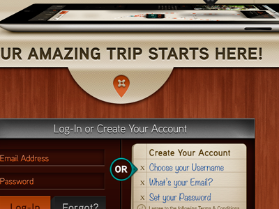 iGoToo Tour Creator Launch Page backend tool cloth fabric igotoo launch page design travel app website design wood