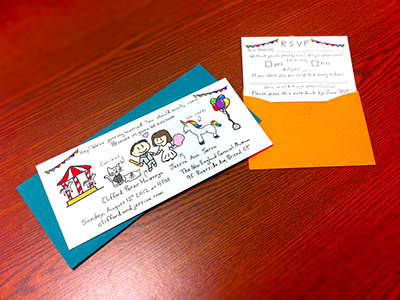 Wedding Invite and RSVP Card card carnival doodle envelope fun invitation rsvp wedding