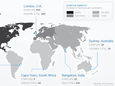 Startup Density Map angellist australia bangalore brazil cape town cartography chart data data visualization density density map diagram india infographic infographics kissmetrics london map sao paulo silicon valley south africa sydney uk united kingdom united states us