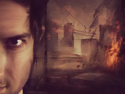 A City in Ruins album band building fire paint photoshop smoke texture