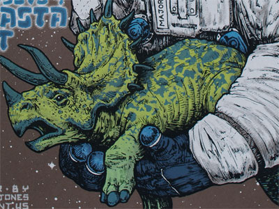 Wee Trike Color astronaut illustration poster screenprint triceratops