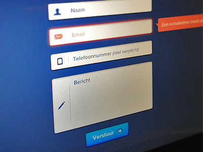 Contact form blue button contact form icons input field send
