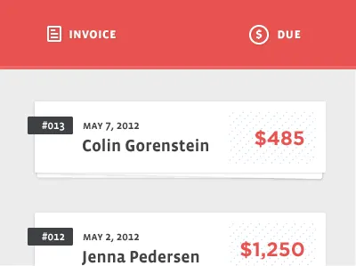 Invoice Web App admin flat interface invoice minimal red simple