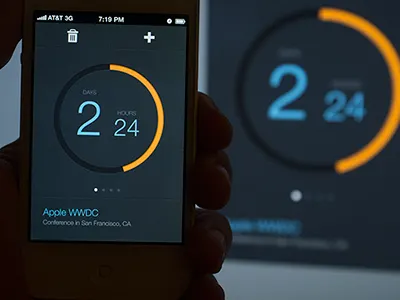 Countdown chart dark design graph ios5 iphone minimal mobile ui ux