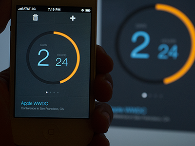 Countdown chart dark design graph ios5 iphone minimal mobile ui ux
