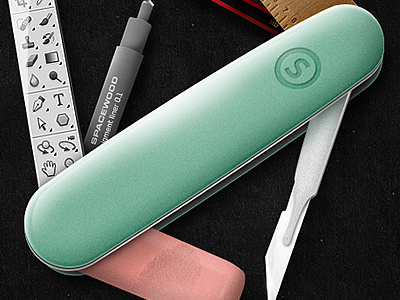 Design Multi Tool army design icon illustration knife multi tool pen pencil photoshop pigment rubber ruler scalpel swiss tool web