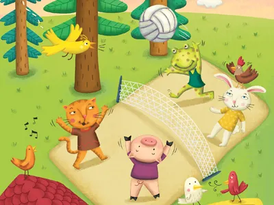 Volleyball birds bunny car chickends frog outdoors pig summer volleybal