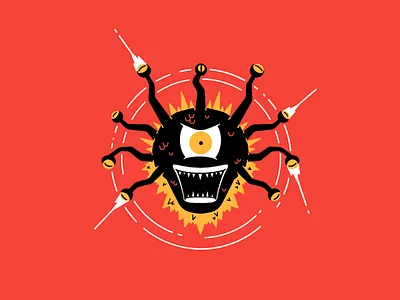 Beholder beam beholder character dnd dungeons and dragons evil eyes fangs fantasy fun illustration monster stare thierry fousse