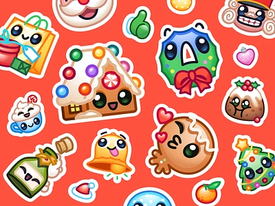 Christmas emojis christmas emoji gifts gingerbread greetings happy holidays house illustration kiss messenger mishax new year stickers telegram winter xmas