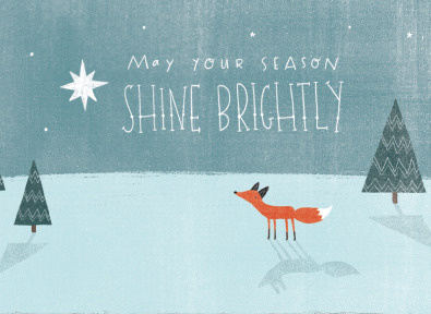 Winter fox fox handlettering holiday stationery winter