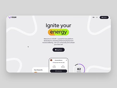 VOUM website development animation cuberto development fitness graphics health interface design landing page motion graphics smooth scroll sport ui ux web