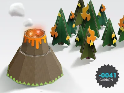 Carbon Cycle (Models 02) carbon card cardboard cycle island isometric model my poor brain nature playset road set smith tim transport volcano