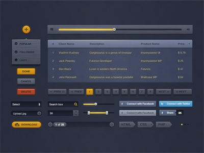 Impressionist UI Hybrid button cancel connect counter delete done download facebook hybrid impressionist interval navigate player search table tags tumbler ui volume