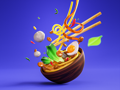 3D Food Illustration - Indonesian Favorites 3d 3d food 3d illustration 3d model blender blender 3d food graphic design illustration