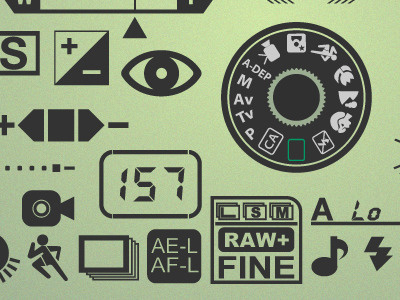 Set Camera icons camera display glyphs icon illustrator vector