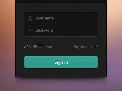 Dark Login black clean contrast dark login museo sans noise shadow subtle turquoise ui