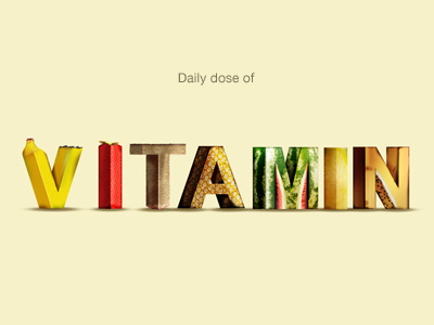 3D typography with fruit texture 3d cs5 graphic design texturing typography