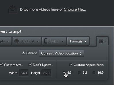 Miro Video Converter Settings black button dark dropdown grey icon interaction items miro settings ui