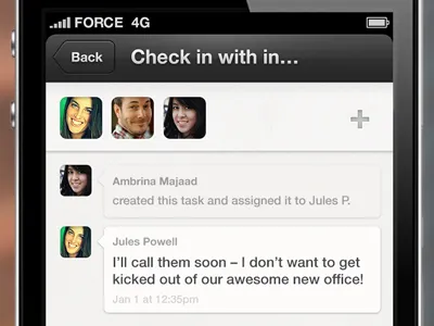 Talk it out. activity chat comments discussion do facepile feed ios mobile projects tasks
