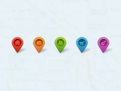 Map Pointers - Free fully scalable psd free freebie icon map merker pin pointer psd shape ui vecor