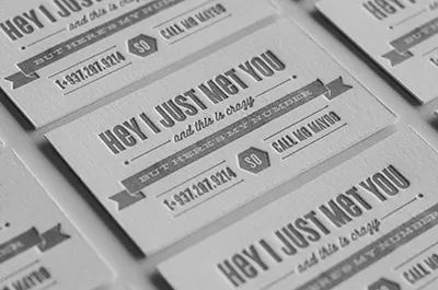 Call me maybe business card callme card cyclone grey letter press letterpress silver wisdom