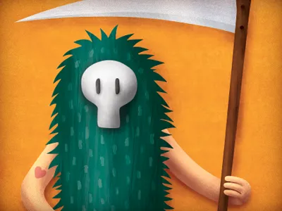 La Muerte calligraphy death hair heart illustration orange pants retro tattoo texture