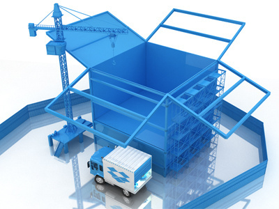 Dropbox Reboundin' 3d blue box c4d constuction crane dropbox scaffold truck