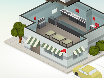 Isometric Building round dos architecture building drive thru isometric restaurant