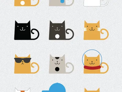 Cats for Kassie baseball cats coffee glasses illustration nerd space